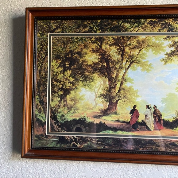 Vintage Dickson Way To Emmaus Wood Framed Print Jesus & Disciples 17.5”x 13.5” - Picture 4 of 14